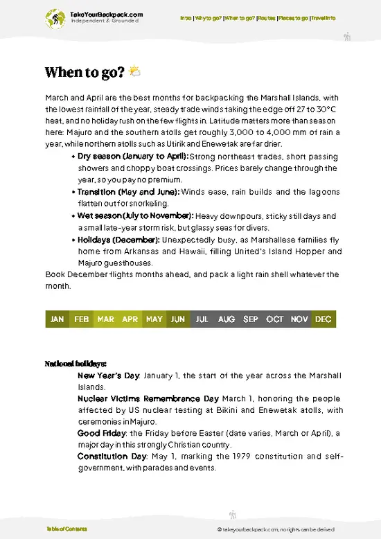 example page 3 from our offline Travel Guide for Marshall Islands